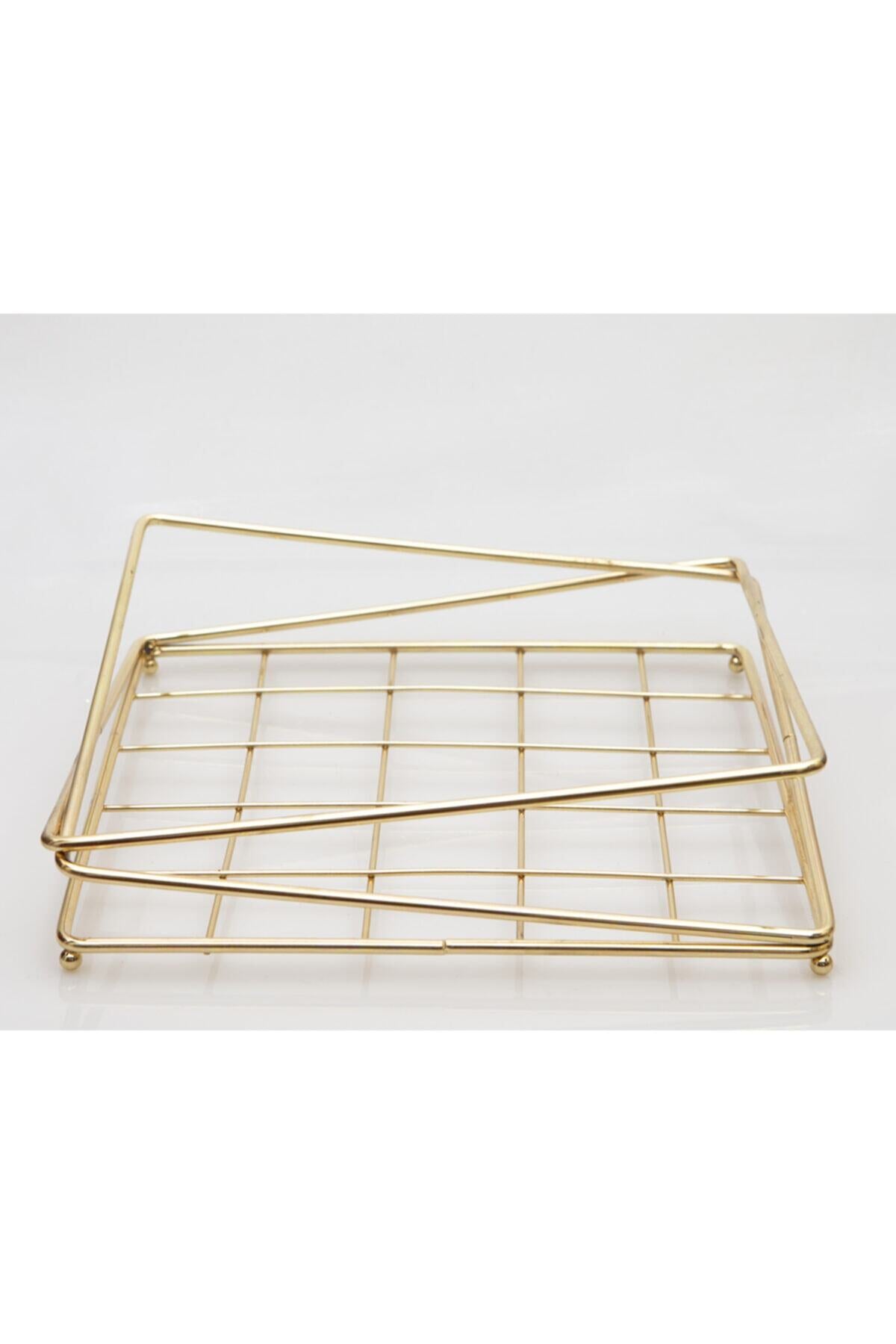 30x30 Organizer Sunumluk Gold-siyah Paslanmaz Kaplama Dolu Demir Tepsi Sofra Mutfak Sunum Ev Dekor