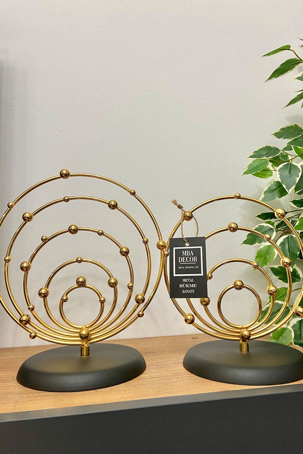 Olimpiya Gold Paslanmaz Ikili Dekoratif Ürün Salon Ünite Yanı Sehpa Üstü 20 - 25 Cm