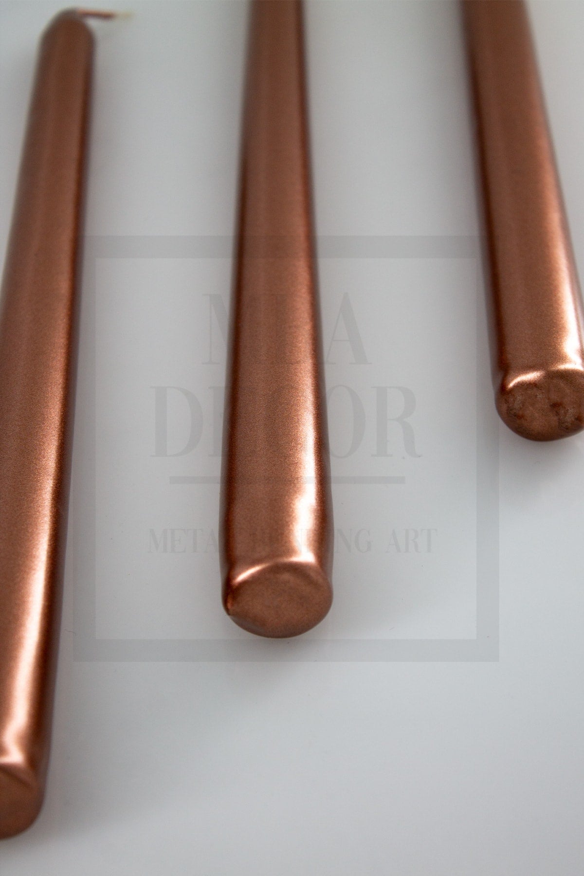 Bronz 3'lü Şamdan Mumu Parlak Mum Metalik Kaplama Gövde 1. Kalite Uzun Çubuk Konik