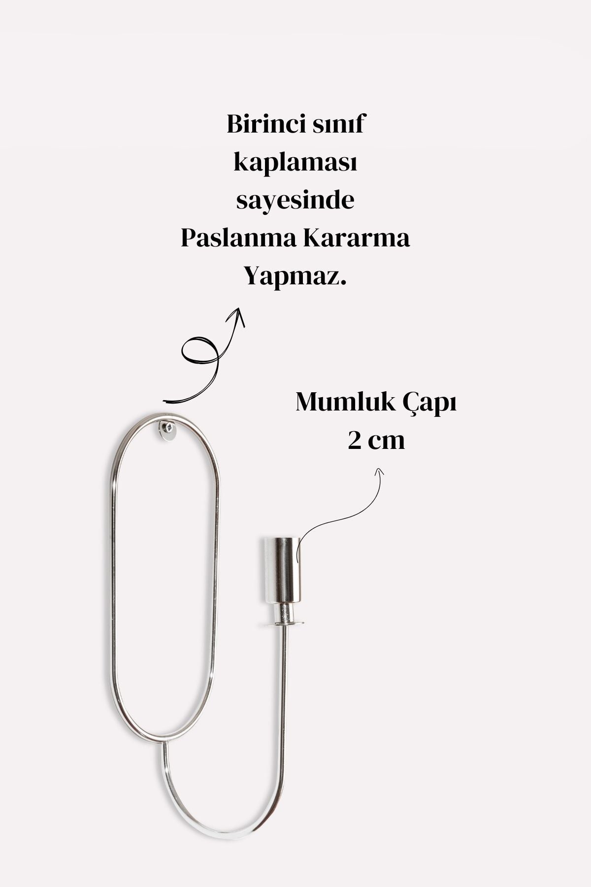 Elips Duvar Şamdanı Metal Tekli Şamdan Mumluk Dekoratif Mumluk Paslanmaz Gümüş Kaplama Ev Dekorasyon