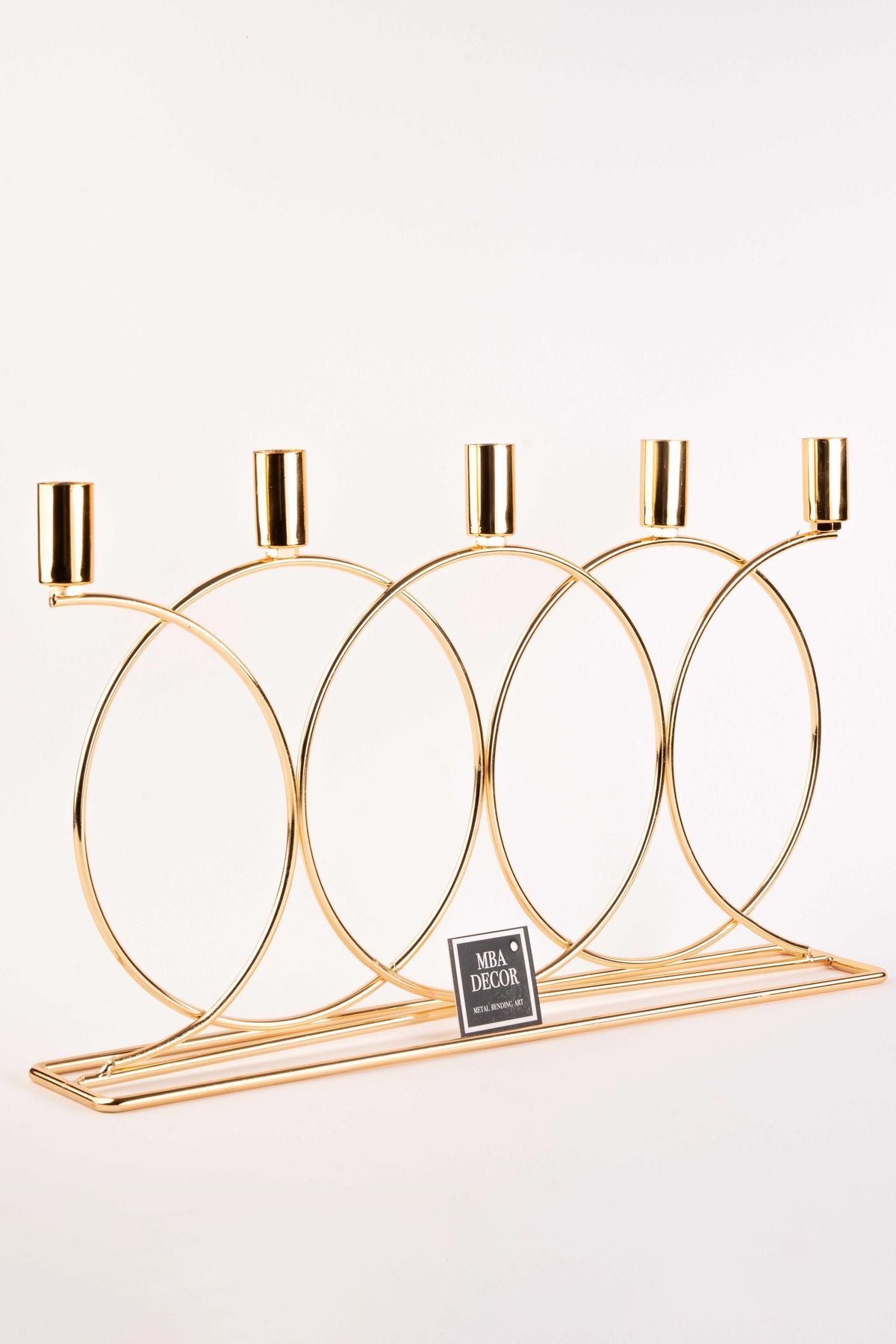 Metal Gold Double Geometri 45cm Masaüstü Şamdan Mumluk Dekoratif Mumluk Paslanmaz Ev Dekorasyon