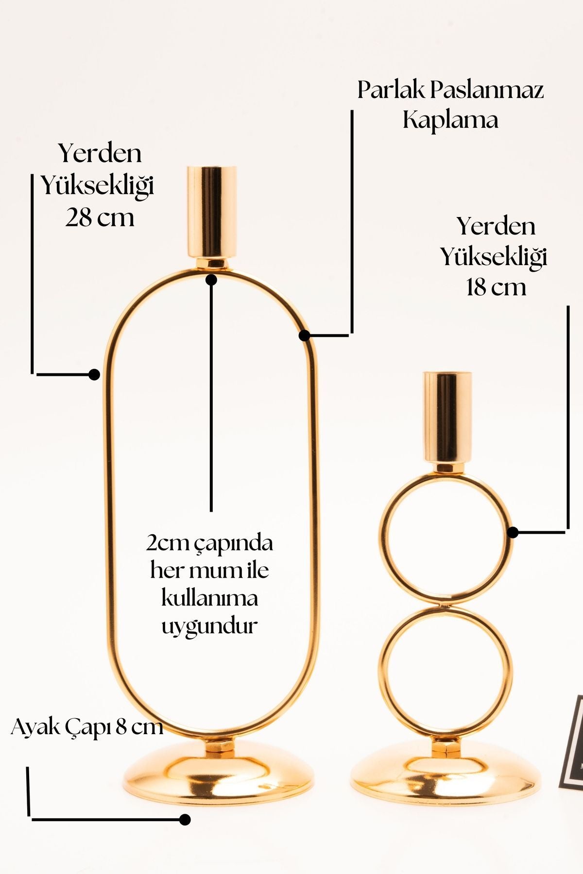 Orbital Grow İkili Şamdan Mumluk - Dekoratif Paslanmaz Kaplama Ev Dekorasyonu İçin Gold Şıklığı
