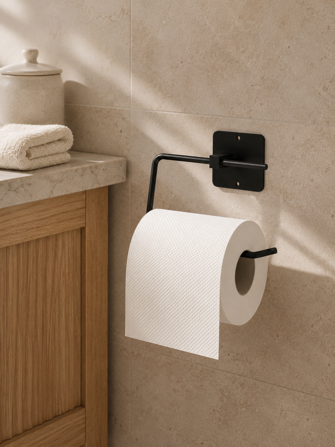 Siyah Metal Yapışkanlı WC Tuvalet Kağıtlığı