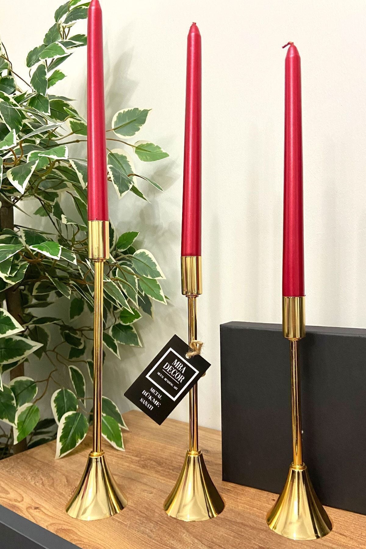 3 Lü Topuklu Gold Şamdan Mumluk Dekoratif Mumluk Ayak Ev Dekorasyon
