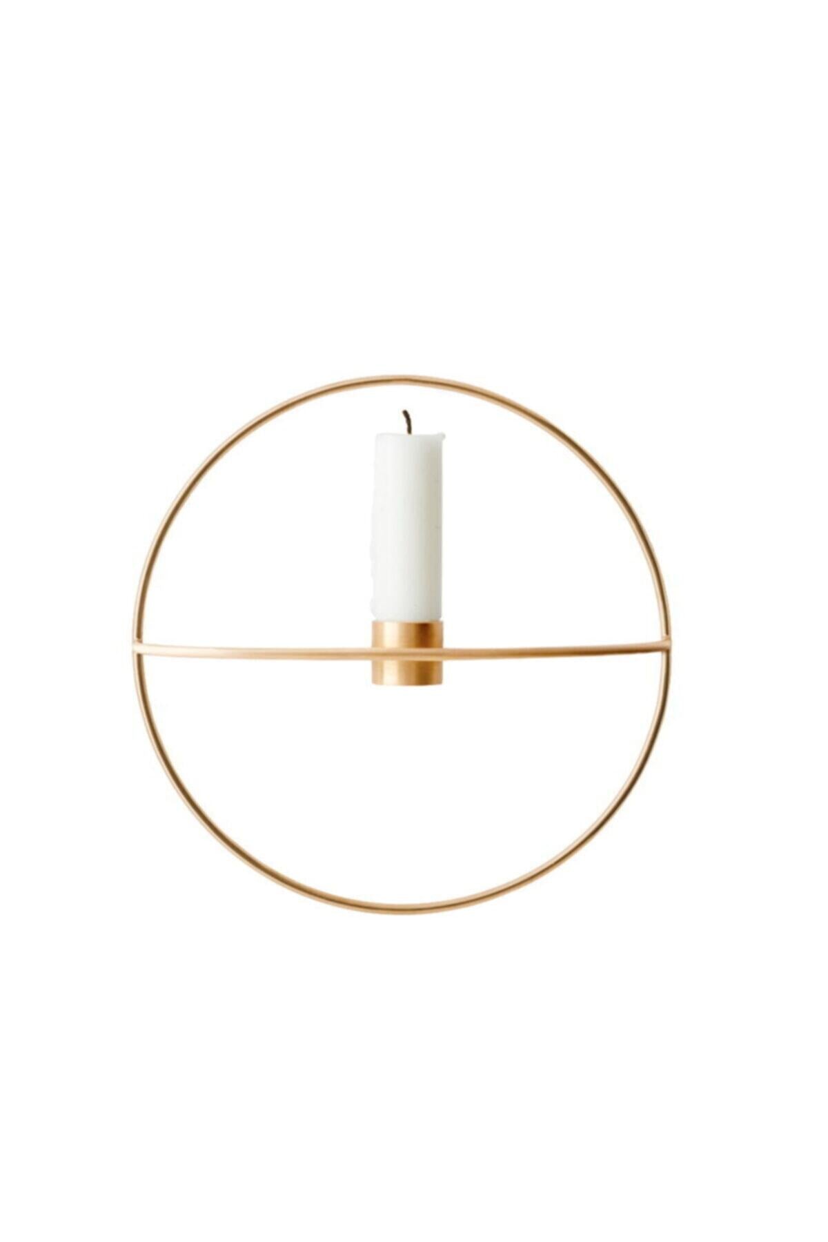 Daire Duvar Şamdanı Mumluk 20cm Paslanmaz Gold Ev Dekorasyon