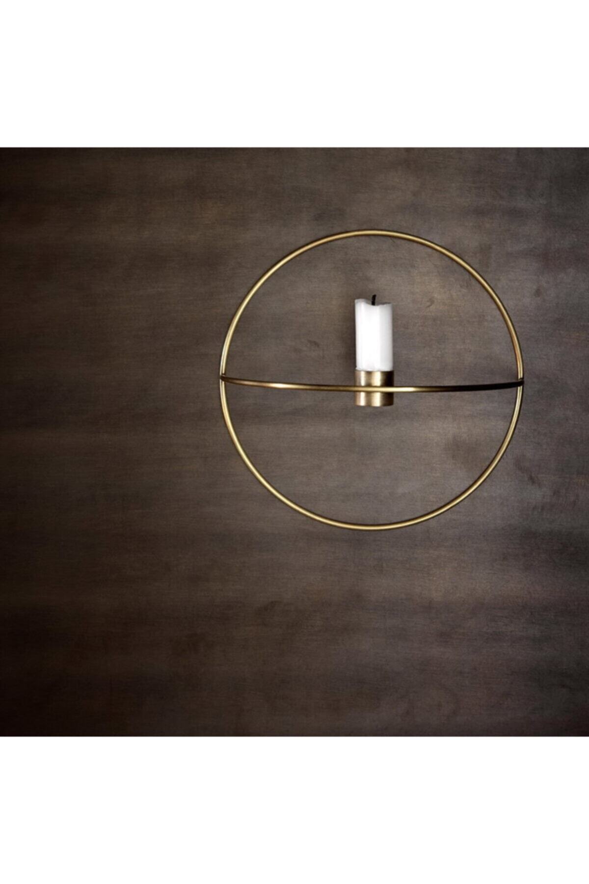 Daire Duvar Şamdanı Mumluk 20cm Paslanmaz Gold Ev Dekorasyon