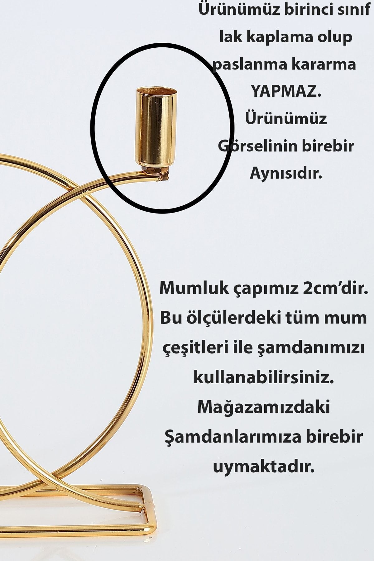 Metal Geometrik 3 Lü ( Üçlü ) Gold Şamdan Mumluk Dekoratif Mumluk 23cm Paslanmaz Kaplama Ev Dekorasy