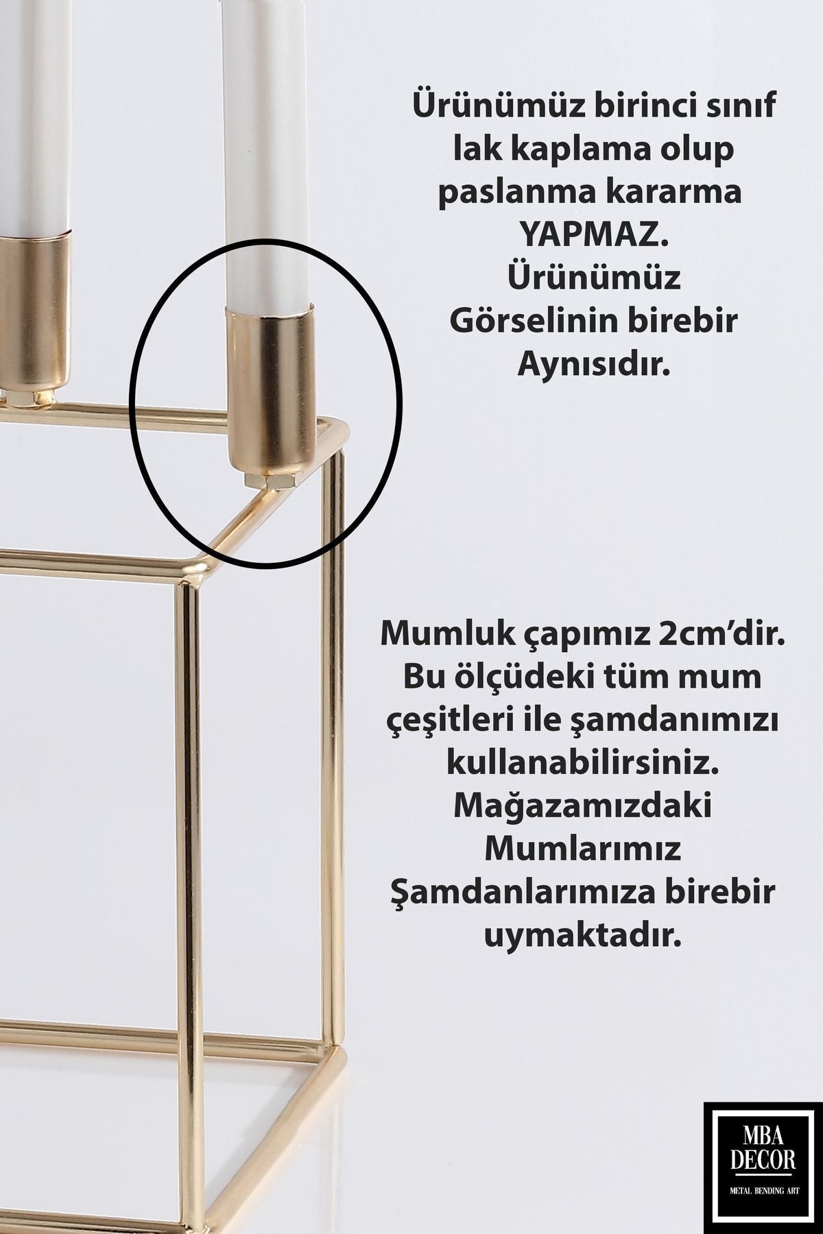 Dörtlü Küp Şamdan Mumluk Dekoratif Mumluk Gold Paslanmaz Gold Metal 20 Cm Ev Dekorasyon