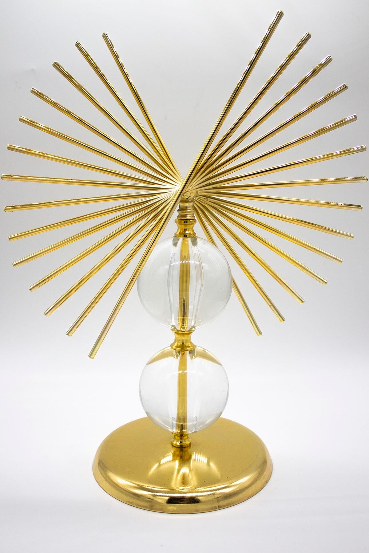 Palmiye Metal Paslanmaz Gold Kaplama Dekor Ev Ofis Dekorasyon 50 Cm Ve 40 Cm