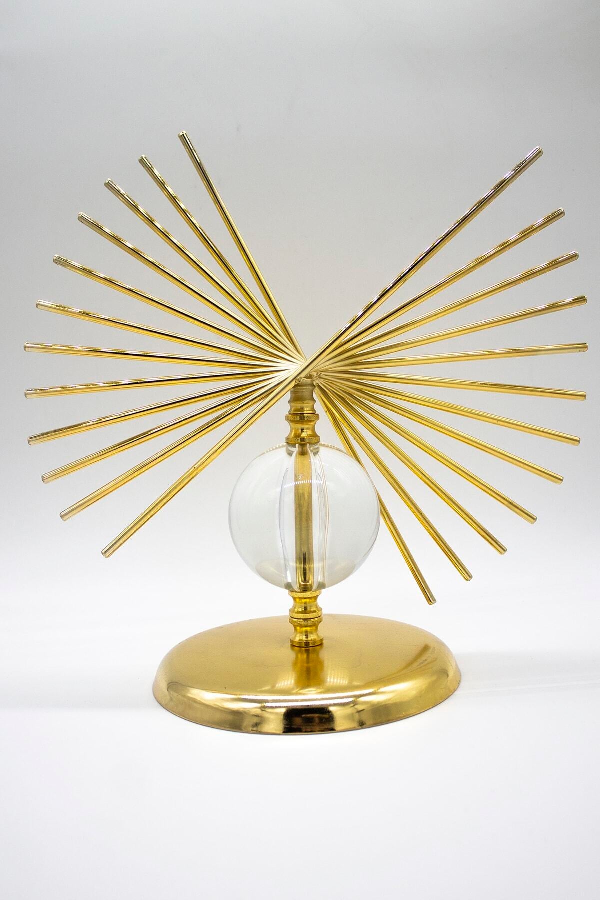 Palmiye Metal Paslanmaz Gold Kaplama Dekor Ev Ofis Dekorasyon 50 Cm Ve 40 Cm