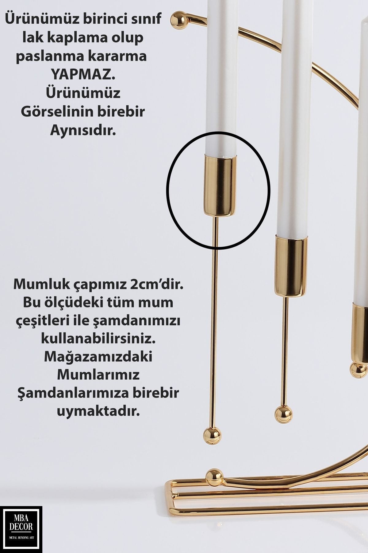 Nota Model 3'lü Gold Metal Şamdan Mumluk Seti Paslanmaz Lüks Dekoratif Ev Aksesuarı