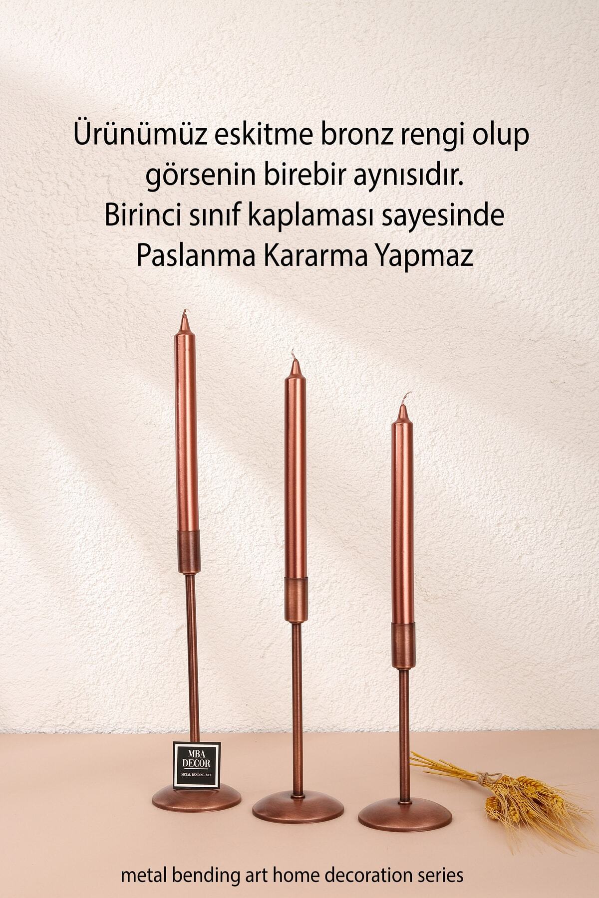 3 Lü Düz Ayak Paslanmaz Eskitme Bakır Rose Şamdan Mumluk Ince Uzun Ayak Ev Dekorasyon