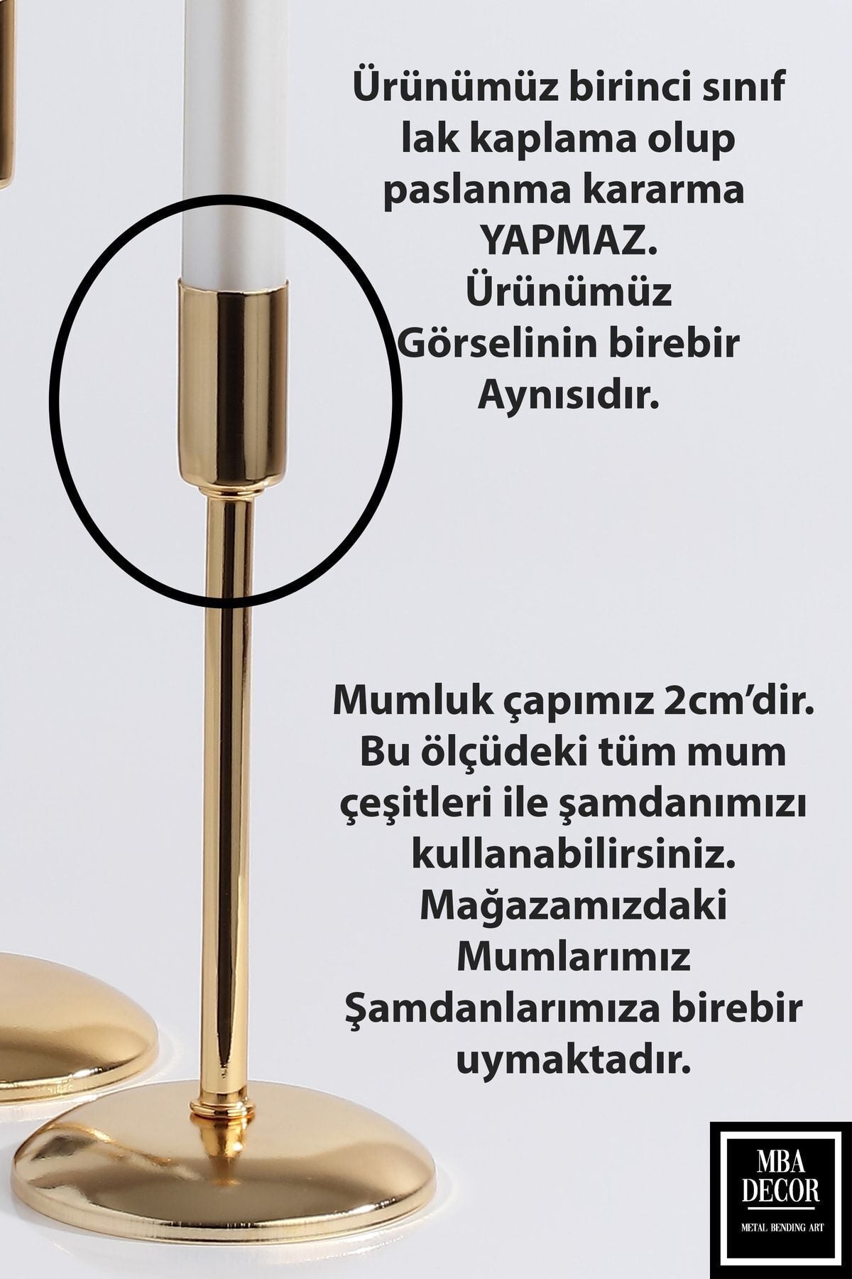 3'lü ( Üçlü ) Düz Ayak Gold Şamdan Mumluk Dekoratif Mumluk Paslanmaz Kaplama Ev Dekorasyon