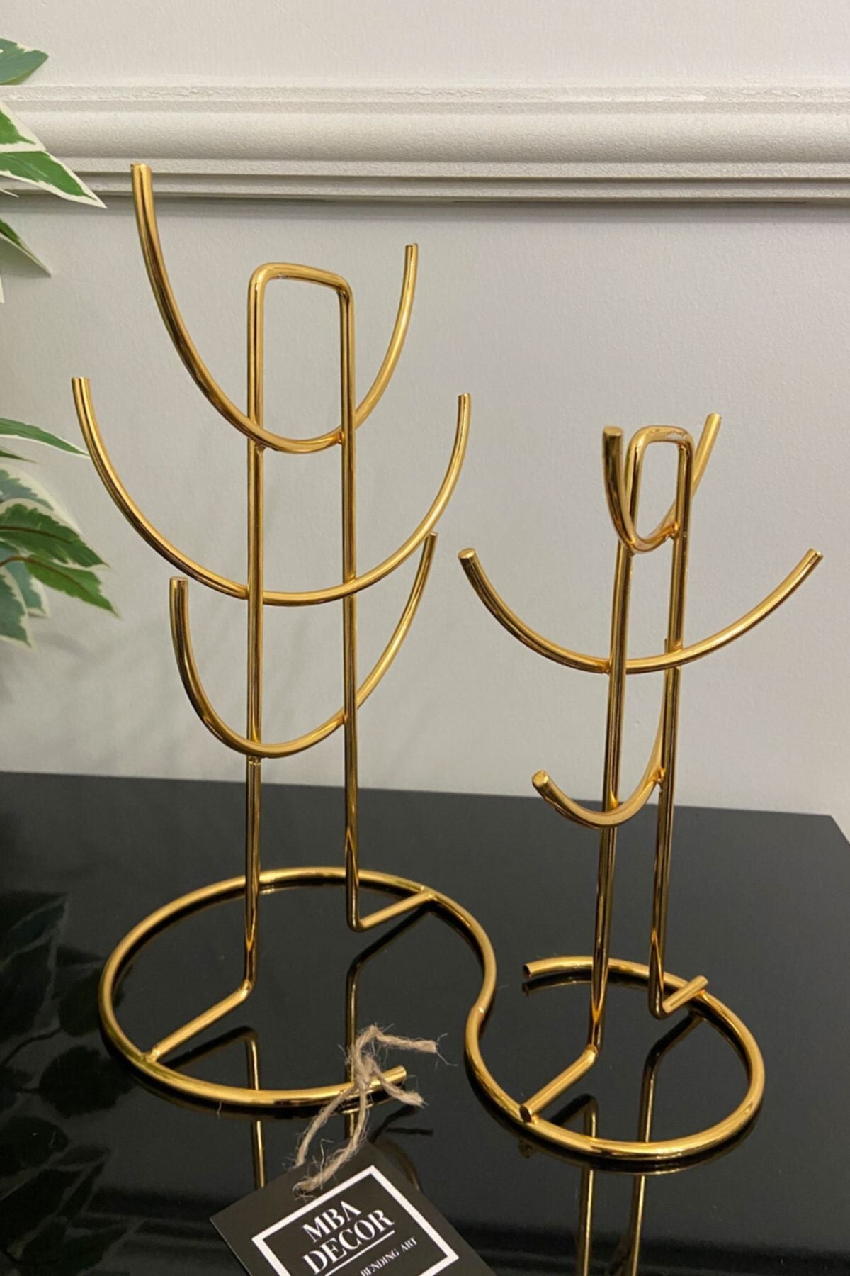 2'li ( Ikili ) Takı Standı Takılık Düzenleyici Organizeri Kutusu Dekoratif 26x21cm Gold Dekor
