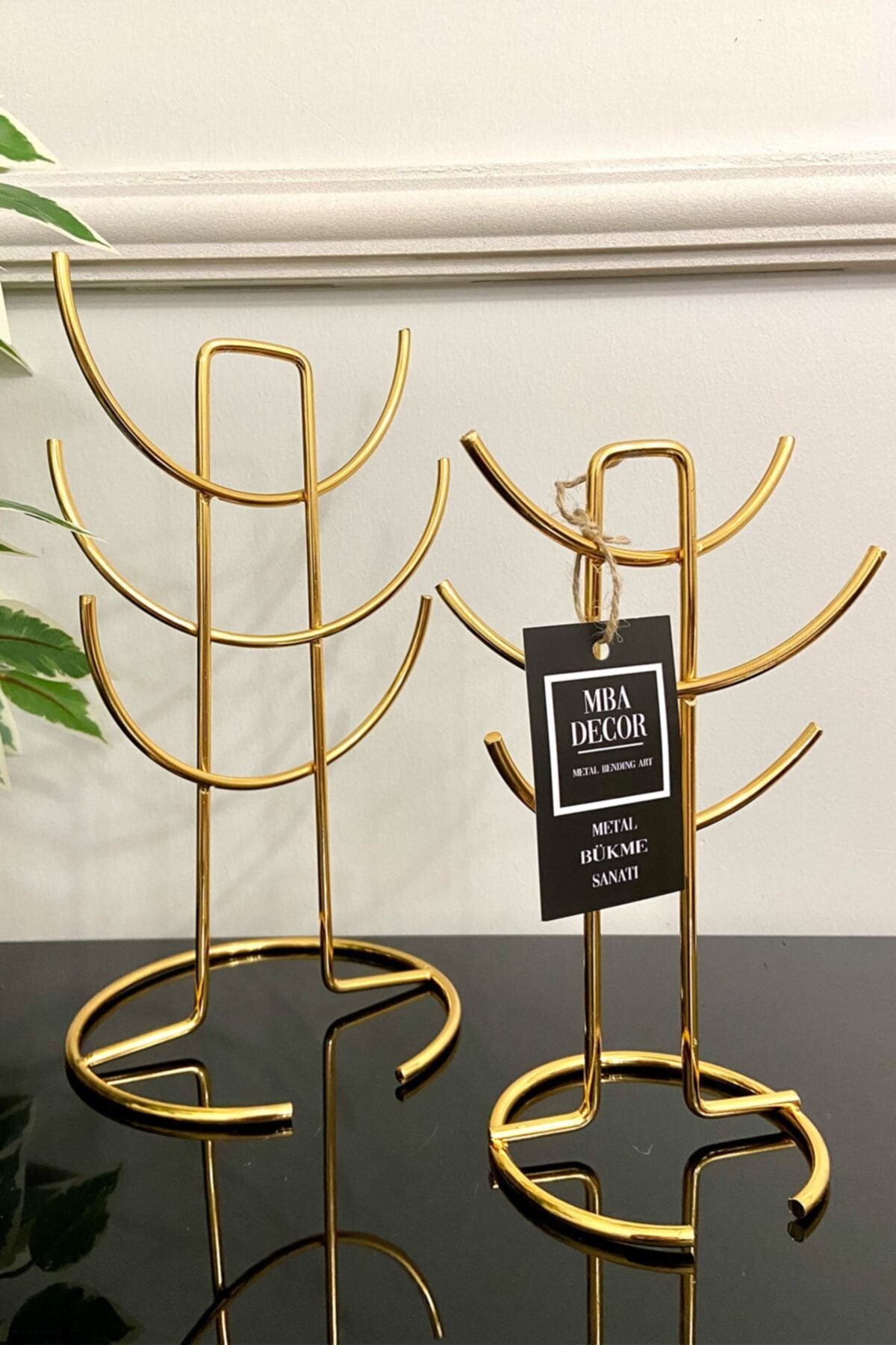 2'li ( Ikili ) Takı Standı Takılık Düzenleyici Organizeri Kutusu Dekoratif 26x21cm Gold Dekor
