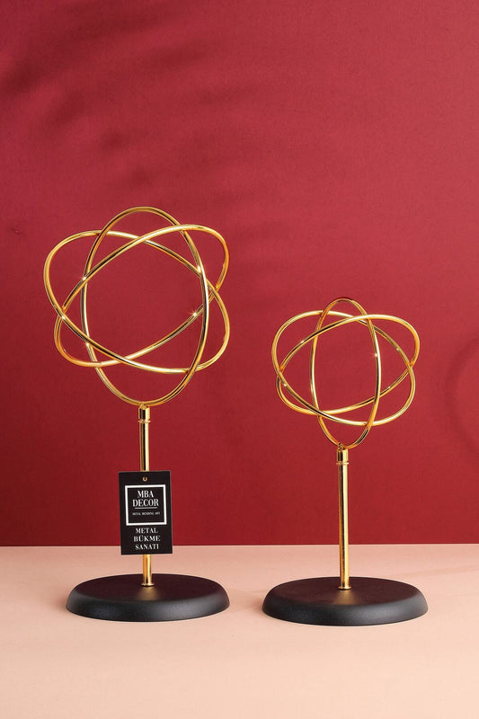2'li ( Ikili ) Sphere Gold Küre Paslanmaz Kaplama Ev Ofis Dekorasyon Dekoratif Obje
