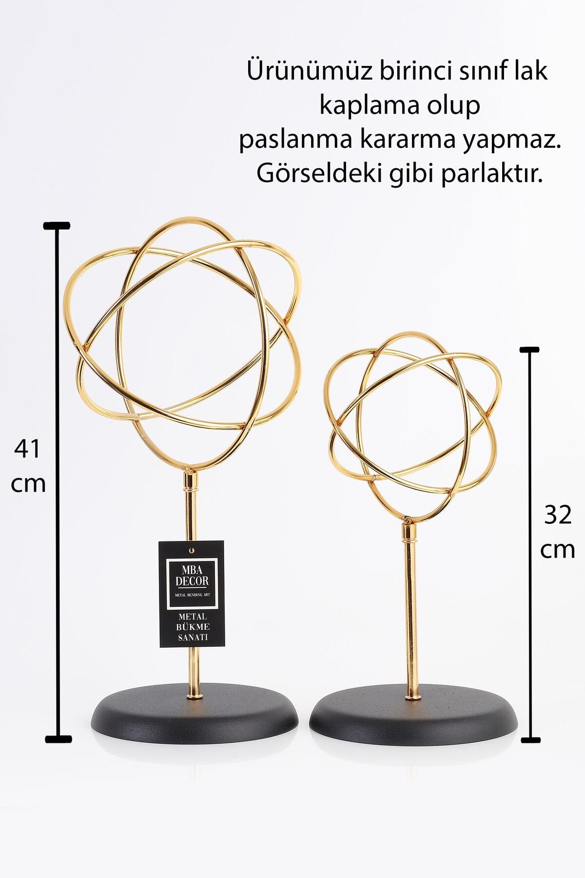 2'li ( Ikili ) Sphere Gold Küre Paslanmaz Kaplama Ev Ofis Dekorasyon Dekoratif Obje