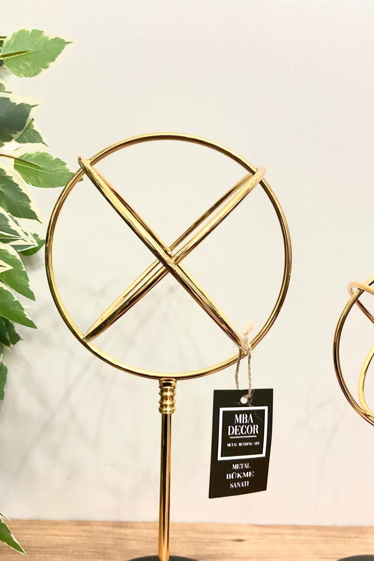 2'li ( Ikili ) Sphere Gold Küre Paslanmaz Kaplama Ev Ofis Dekorasyon Dekoratif Obje