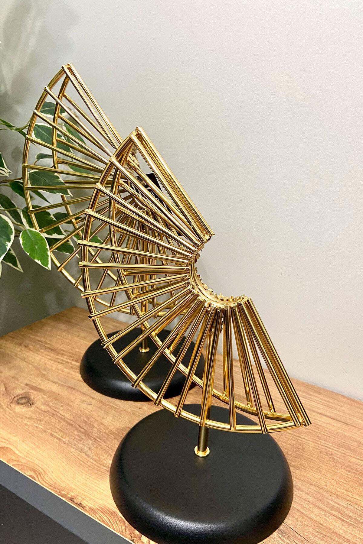 Phaselis Gold Paslanmaz Ikili Dekoratif Ürün Salon Ünite Yanı Sehpa Üstü 30 - 36 Cm