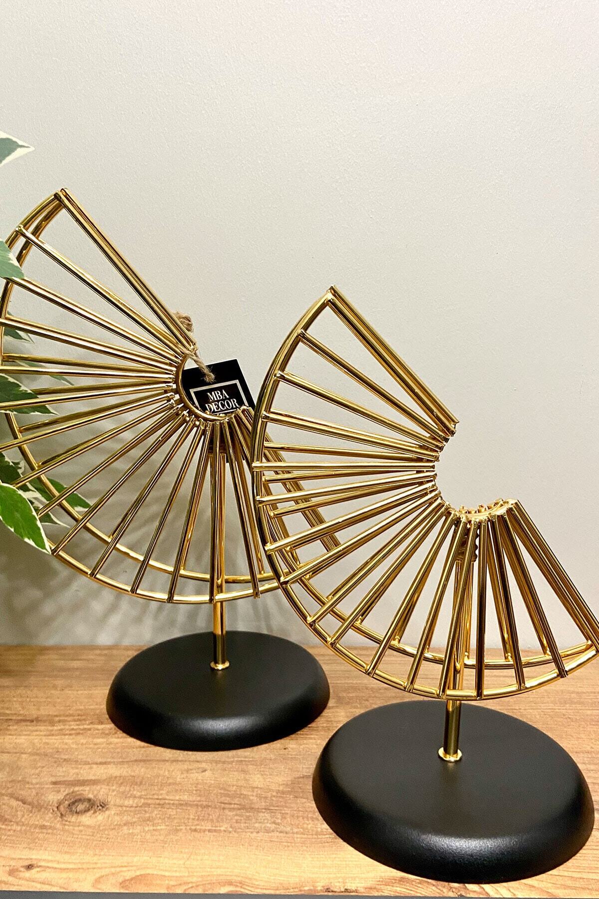 Phaselis Gold Paslanmaz Ikili Dekoratif Ürün Salon Ünite Yanı Sehpa Üstü 30 - 36 Cm