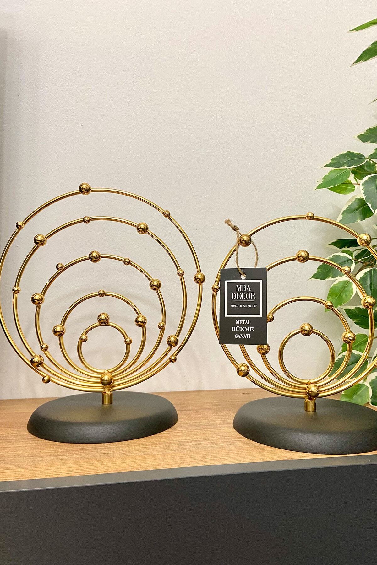Olimpiya Gold Paslanmaz Ikili Dekoratif Ürün Salon Ünite Yanı Sehpa Üstü 20 - 25 Cm