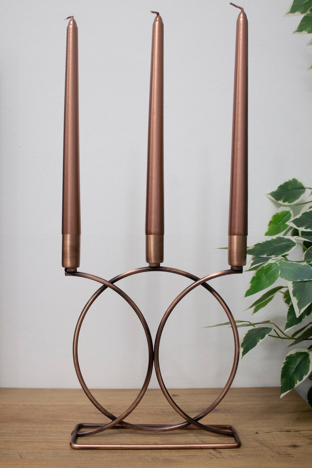 Bronz Şamdan Mumluk Dekoratif Mumluk Geometri Kaplama Metal Paslanmaz Dolu Demir 20 Cm Ev Dekorasyon