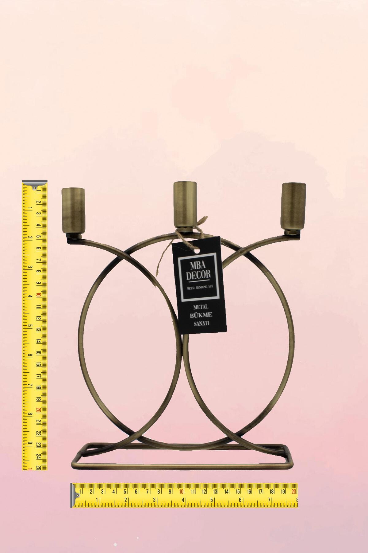 Eskitme Dore Şamdan Mumluk Dekoratif Mumluk Geometri Kaplama Metal Paslanmaz 20 Cm Ev Dekorasyon