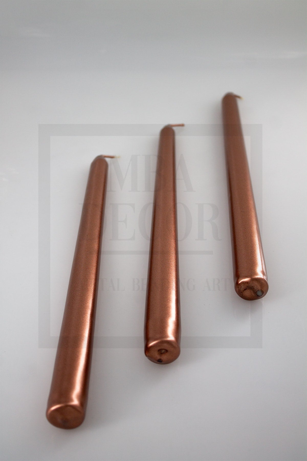 Bronz 3'lü Şamdan Mumu Parlak Mum Metalik Kaplama Gövde 1. Kalite Uzun Çubuk Konik