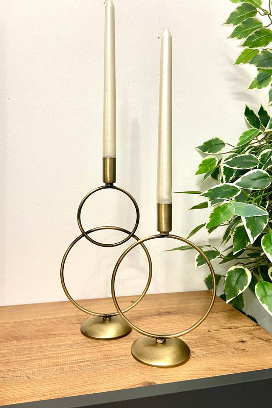 Eskitme Şamdan Mumluk Dekoratif Mumlukkardan Adam 2'li (ikili) Kaplama Metal Paslanmaz 28 Cm