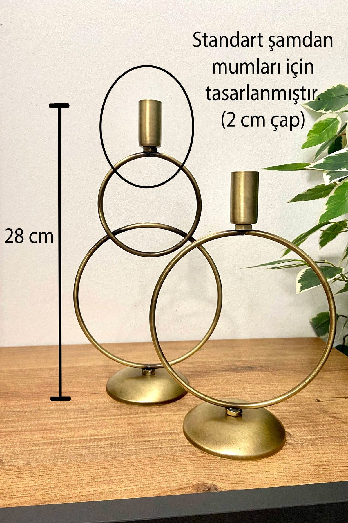 Eskitme Şamdan Mumluk Dekoratif Mumlukkardan Adam 2'li (ikili) Kaplama Metal Paslanmaz 28 Cm