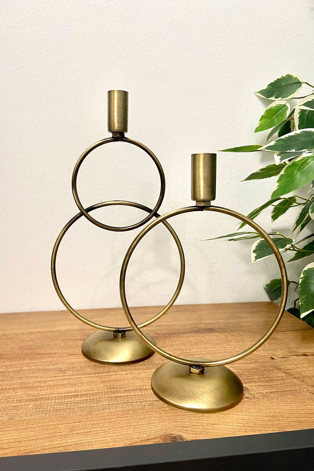 Eskitme Şamdan Mumluk Dekoratif Mumlukkardan Adam 2'li (ikili) Kaplama Metal Paslanmaz 28 Cm