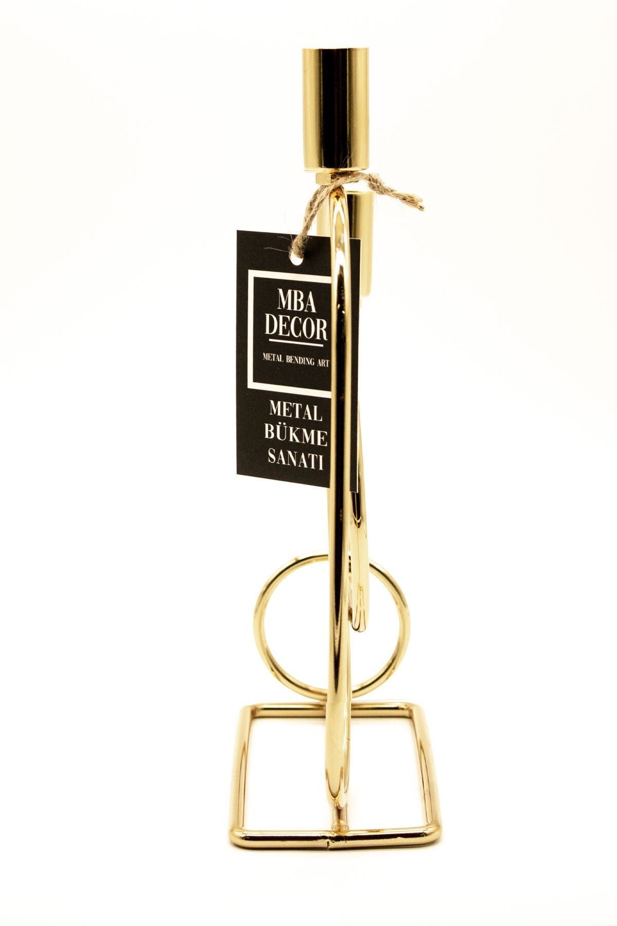 Ikili Gold Dekoratif Mumluk Şamdan Hediyelik Dekorasyon Metal Paslanmaz Dolu Demir 28 Cm Mahzen