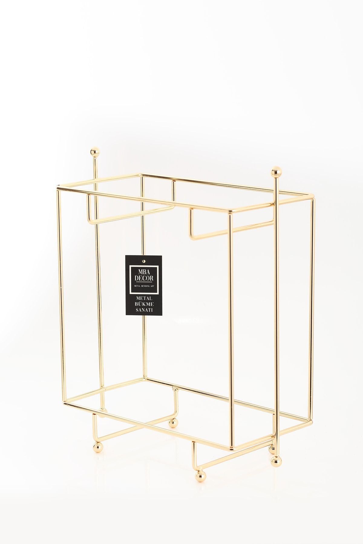 Dikdörtgen Gold Aynalı Kahve Yanı Sunumluk Hediyelik Dekorasyon Ikramlık Organizer Mdf Ahşap 40cm