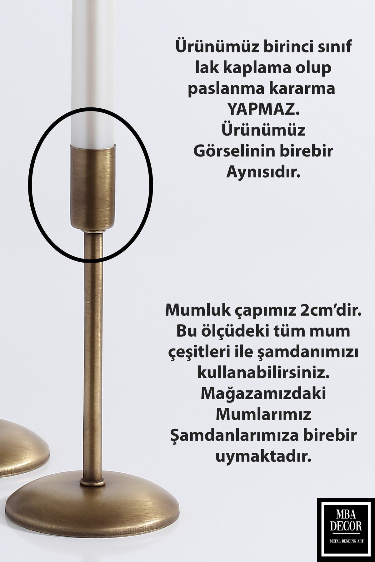 3'lü ( Üçlü ) Düz Ayak Eskitme Dore Şamdan Mumluk Dekoratif Mumluk Paslanmaz Kaplama Ev Dekorasyon