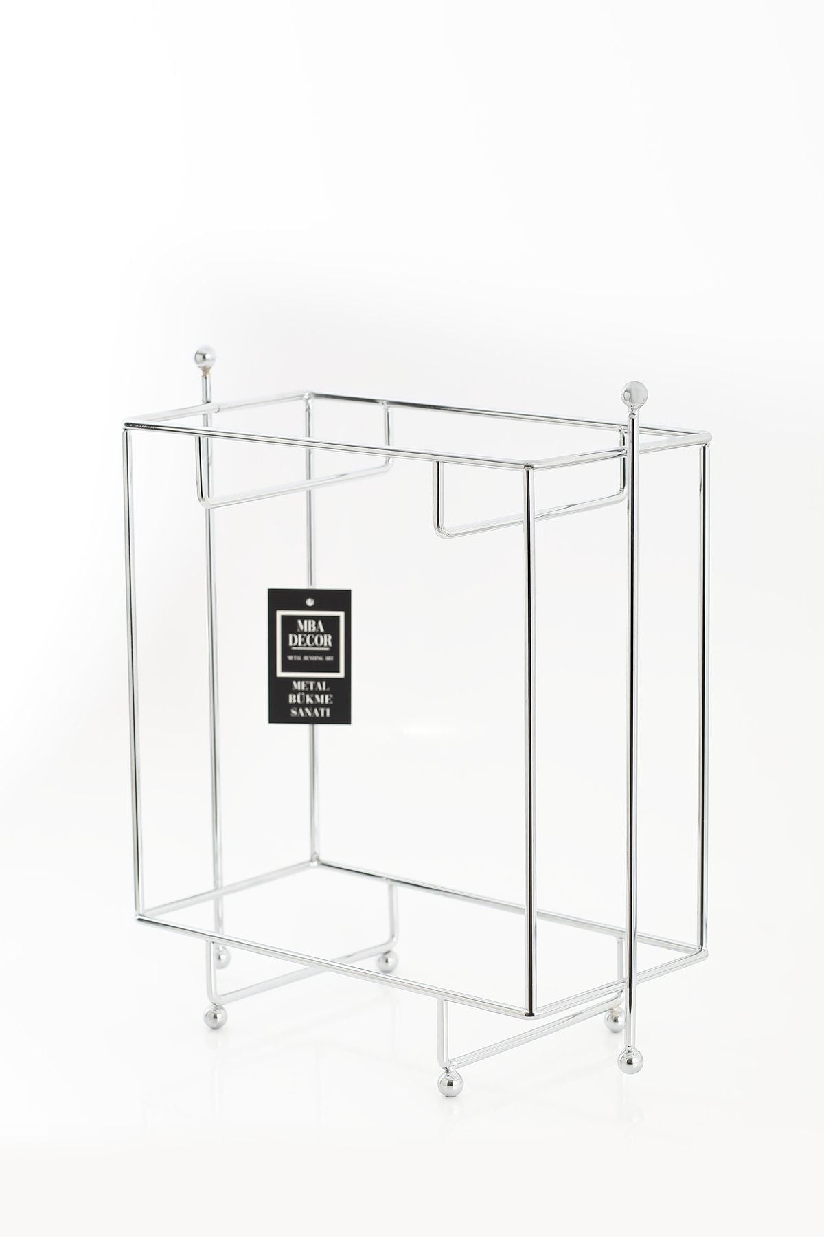 Dikdörtgen Gümüş Aynalı Kahve Yanı Sunumluk Hediyelik Dekorasyon Ikramlık Organizer Mdf Ahşap 40cm