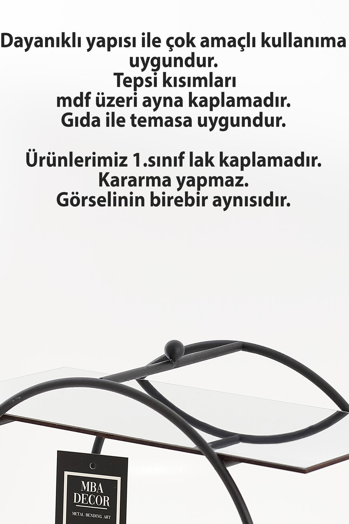Yuvarlak Siyah Aynalı Kahve Yanı Sunumluk Hediyelik Dekorasyon Ikramlık Organizer Mdf Ahşap 26cm