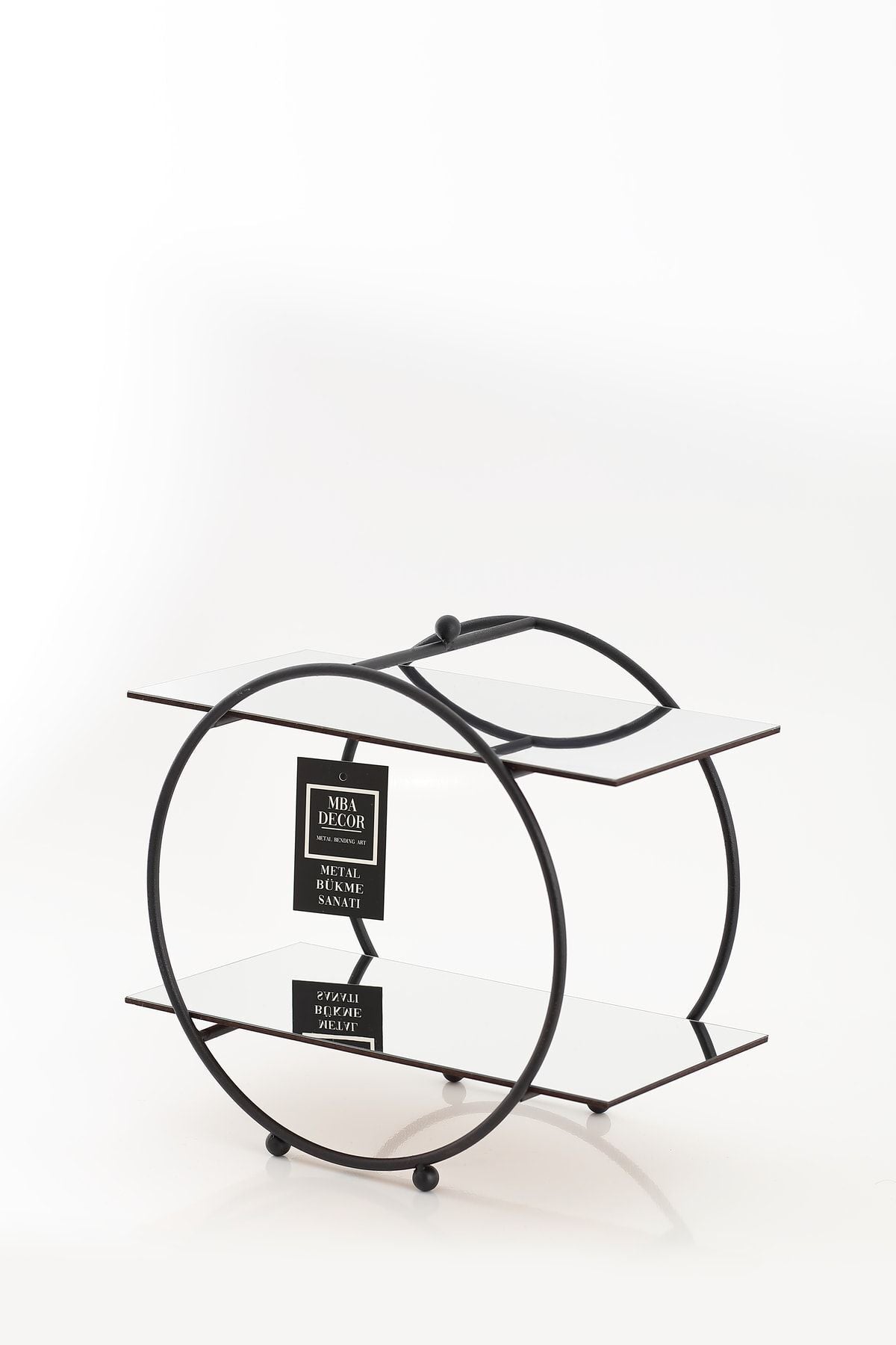 Yuvarlak Siyah Aynalı Kahve Yanı Sunumluk Hediyelik Dekorasyon Ikramlık Organizer Mdf Ahşap 26cm