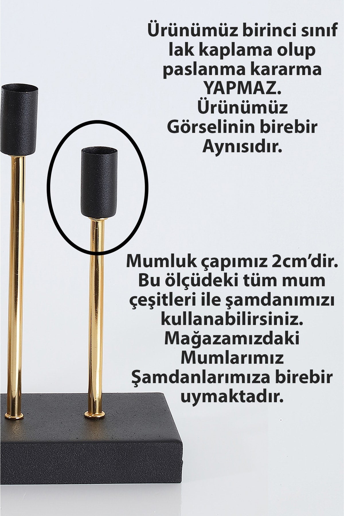 5'li ( Beşli ) Gold Siyah Dekoratif Mumluk Şamdan Dekorasyon Metal Paslanmaz 30-29 Cm Piramit
