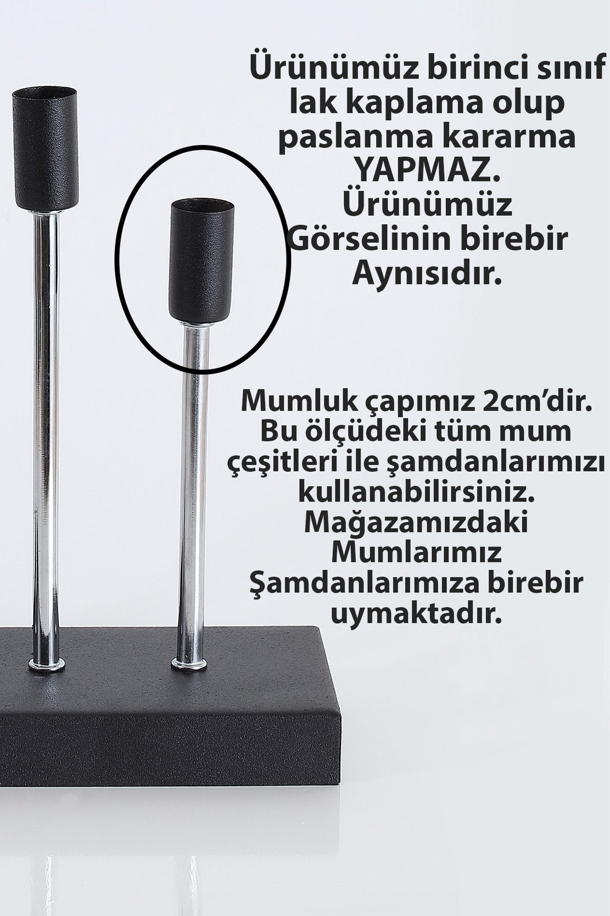 5'li ( Beşli ) Gümüş Siyah Dekoratif Mumluk Şamdan Dekorasyon Metal Paslanmaz 30-29 Cm Piramit