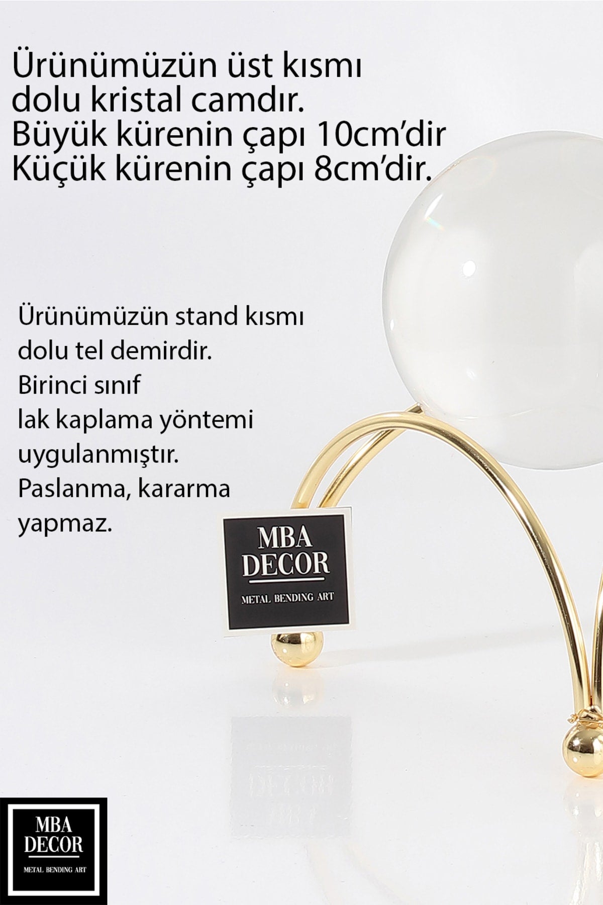2'li ( Ikili ) Gold Kristal Içi Dolu Cam Küre Paslanmaz Masaüstü Sehpa Ofis Ev Dekorasyon Ahtapot