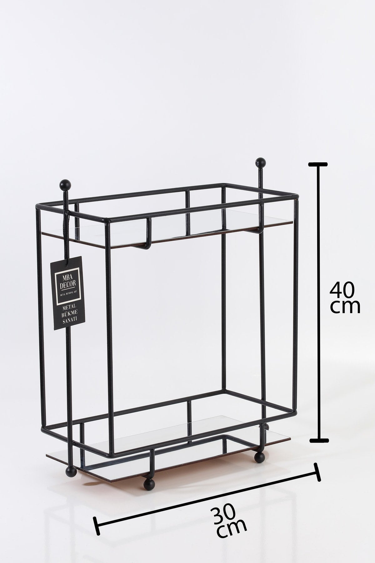 Dikdörtgen Siyah Aynalı Kahve Yanı Sunumluk Hediyelik Dekorasyon Ikramlık Organizer Mdf Ahşap 40cm