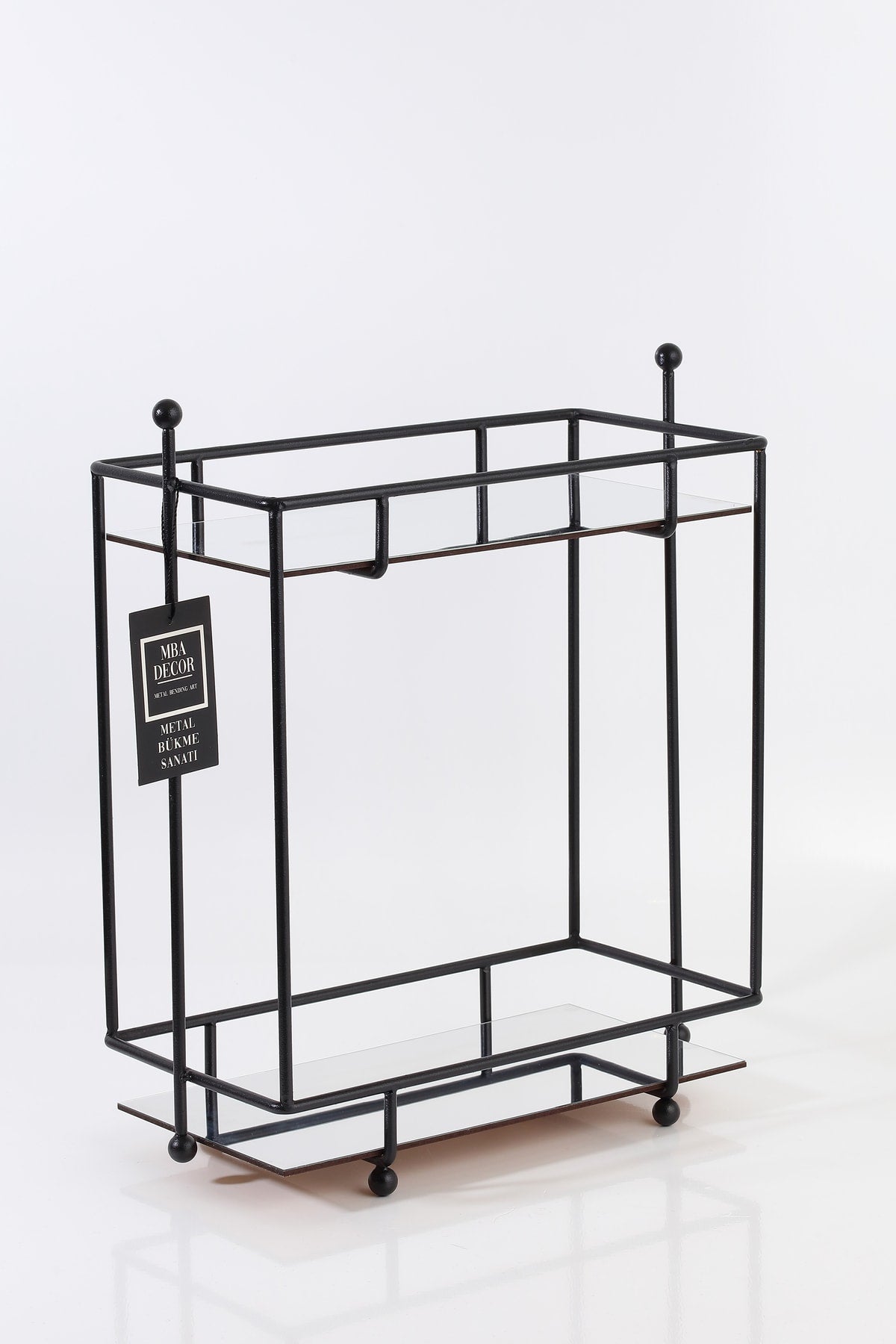 Dikdörtgen Siyah Aynalı Kahve Yanı Sunumluk Hediyelik Dekorasyon Ikramlık Organizer Mdf Ahşap 40cm
