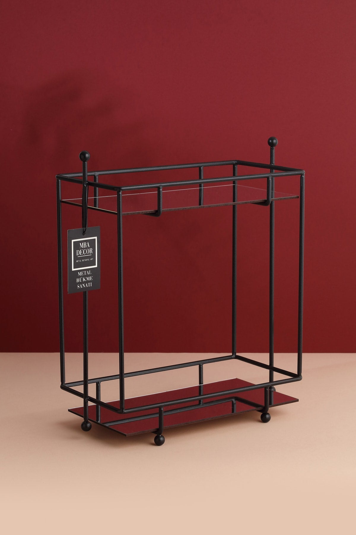 Dikdörtgen Siyah Aynalı Kahve Yanı Sunumluk Hediyelik Dekorasyon Ikramlık Organizer Mdf Ahşap 40cm