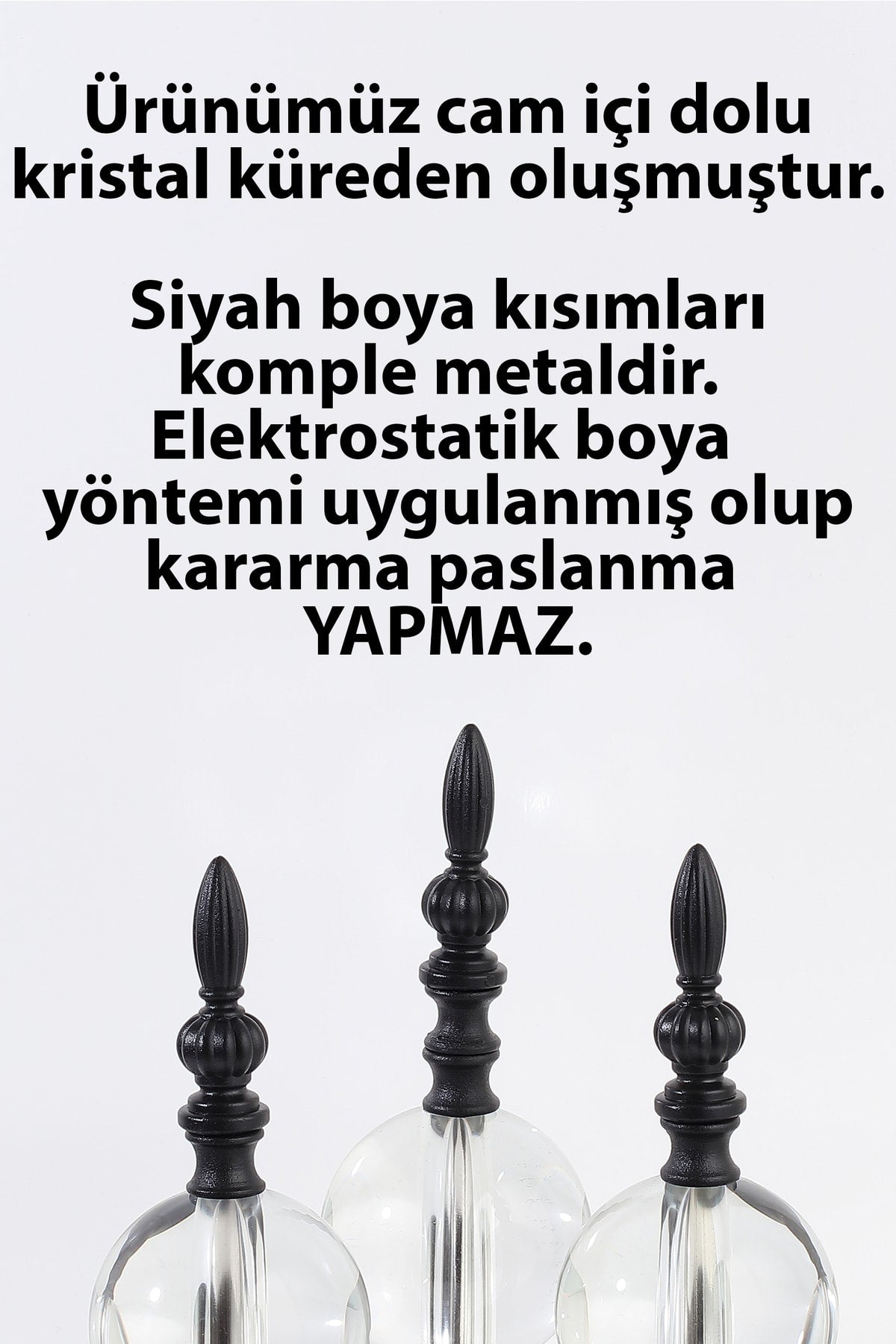 3'lü Siyah Kristal Içi Dolu Cam Küre Paslanmaz Zigon Orta Sehpa Yemek Masası Ev Ofis Dekorasyon