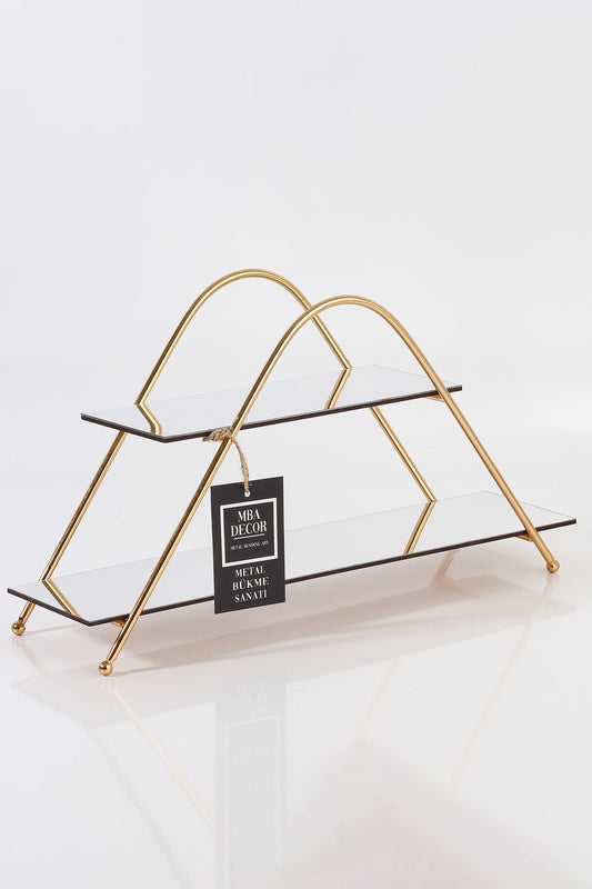 Üçgen Gold Aynalı Kahve Yanı Sunumluk Hediyelik Dekorasyon Ikramlık Organizer Mdf Ahşap 26