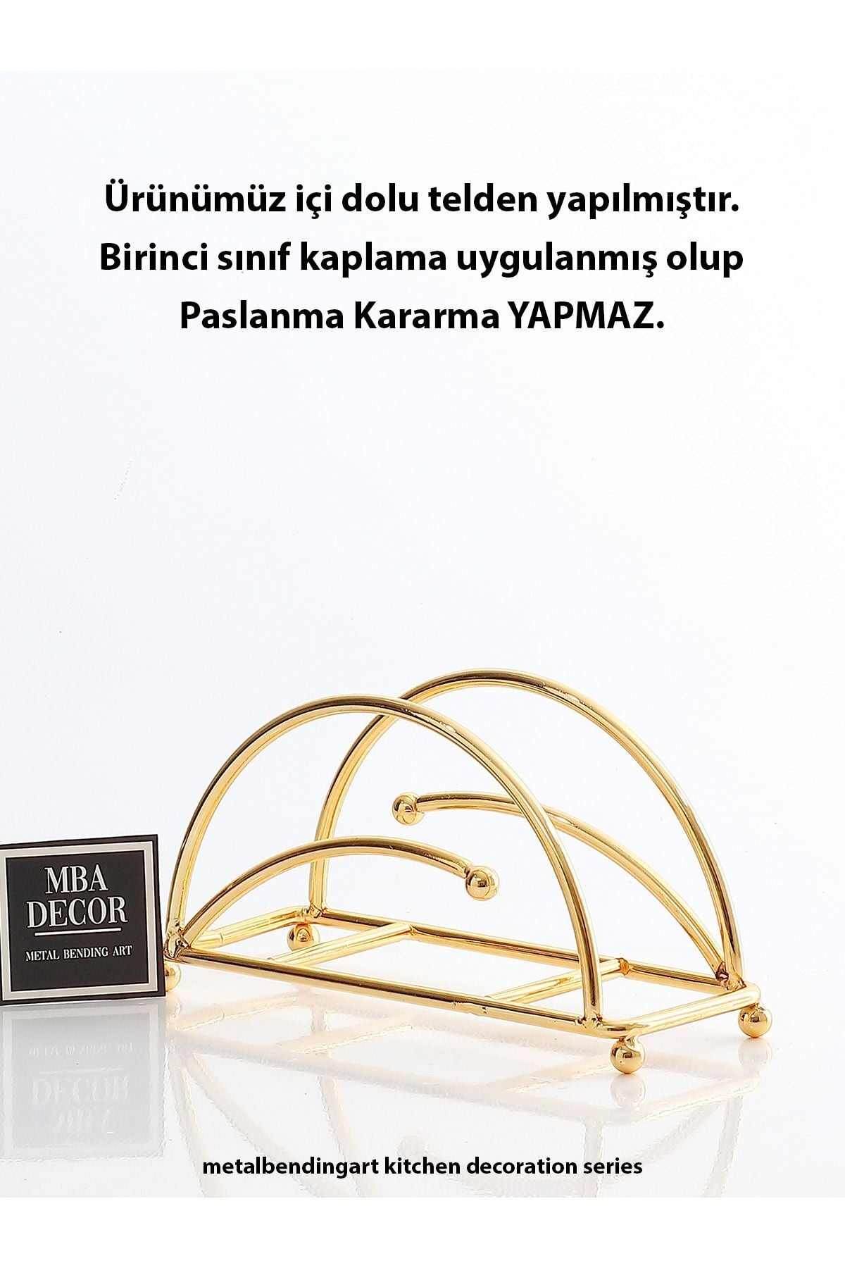 Ahenk Model Gold Paslanmaz Dolu Demir Lüks Peçetelik Sunum Mutfak Dekorasyonu Sofra