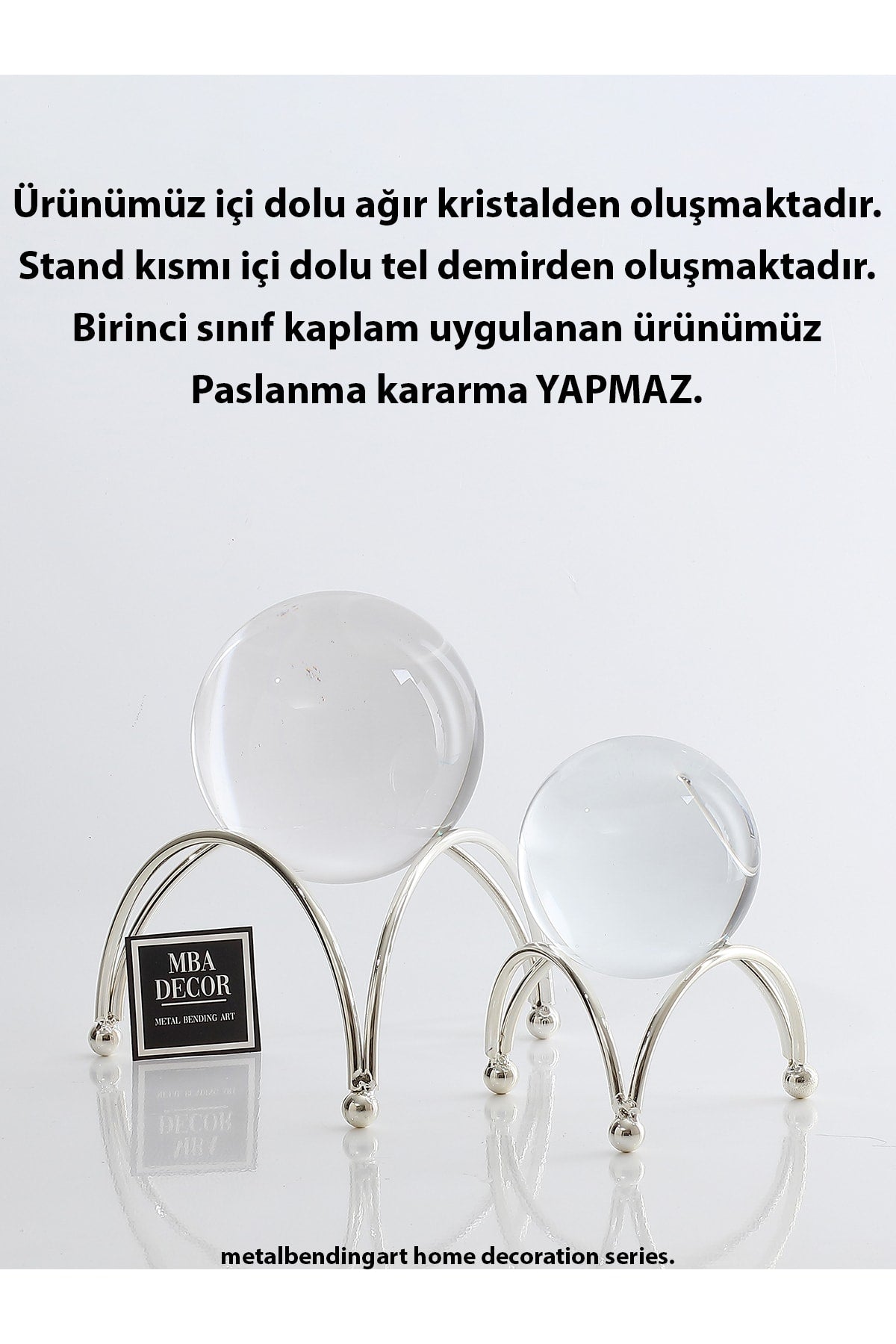2'li ( Ikili ) Gümüş Kristal Içi Dolu Cam Küre Paslanmaz Masaüstü Sehpa Ofis Ev Dekorasyon Ahtapot