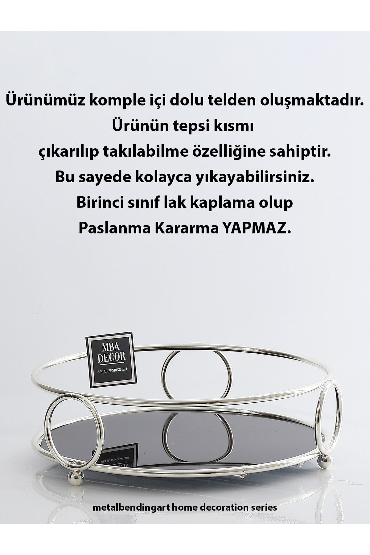 Yuvarlak Gümüş Servis Sunum Tepsisi Ikramlık Hediyelik Dekorasyon Organizer 24cm Alyans Sofra Mutfak