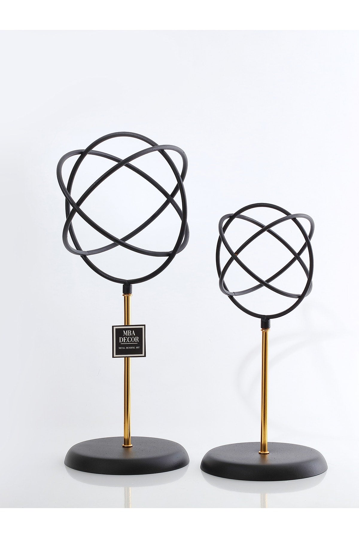 2'li ( Ikili ) Sphere Siyah Küre Paslanmaz Kaplama Modern Ev Ofis Dekorasyon Dekoratif Obje 41-32cm