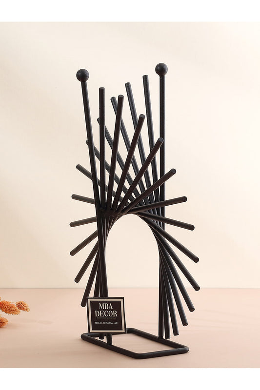 Xanthos Siyah Modern Ev Dekorasyonu Paslanmaz Dolu Demir Dekoratif Obje Ofis Tasarımı 30 Cm
